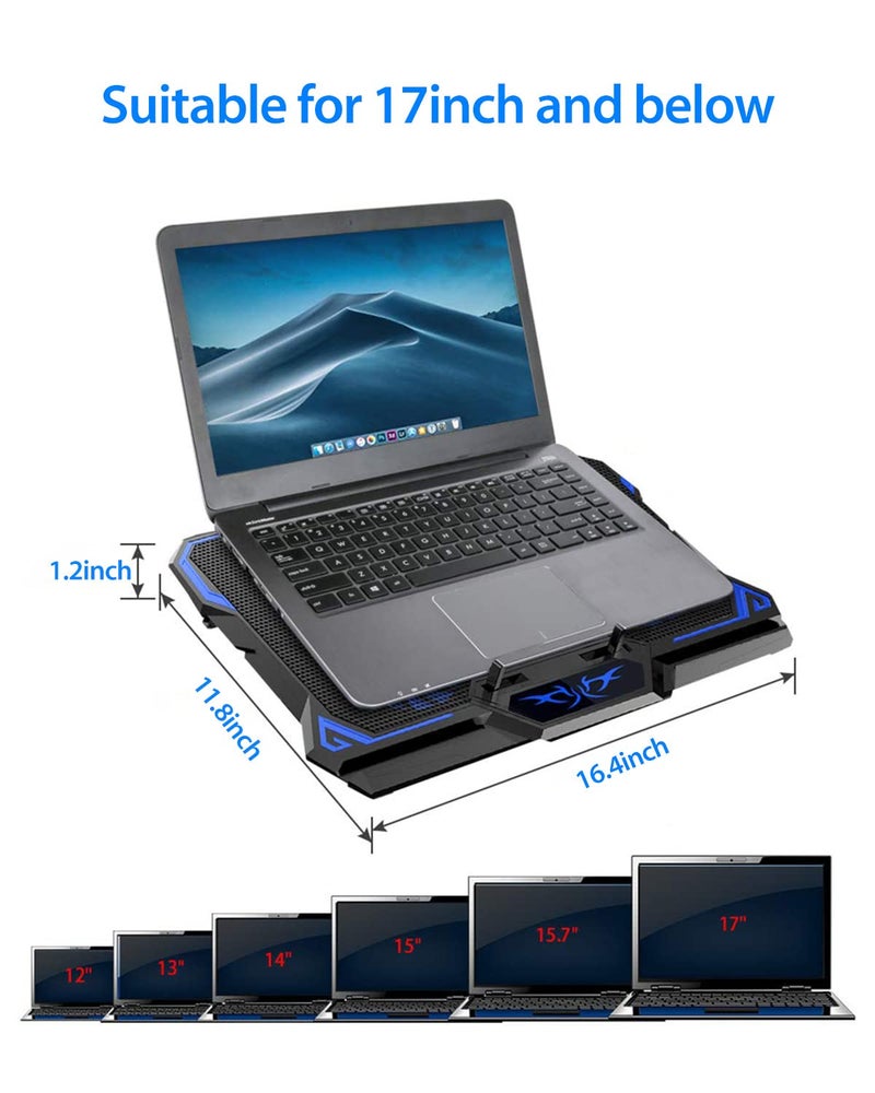 LIANGSTAR Laptop Cooling Pad, Laptop Cooler with 6 Quiet Led Fans for 15.6-17 Inch Laptop Cooling Fan Stand, Portable Ultra Slim USB Powered Gaming Laptop Cooling Pad, Switch Control Fan Speed Function - Image 4